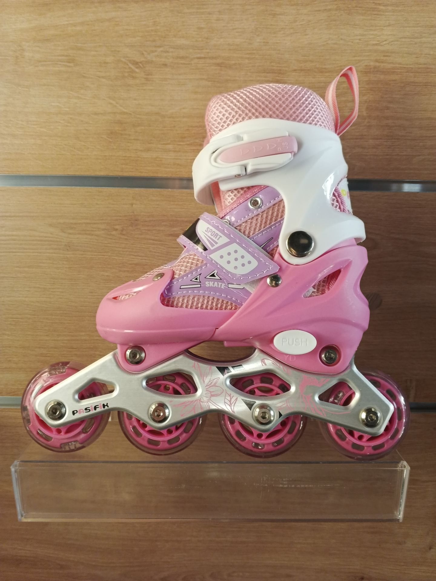 pasifik sport ışıklı çift sıra ayarlanabilir tekerlekli paten pembe - 31-34