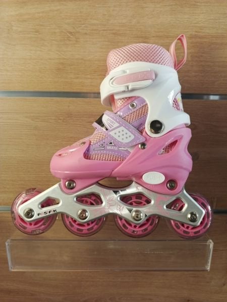 pasifik sport ışıklı çift sıra ayarlanabilir tekerlekli paten pembe - 31-34